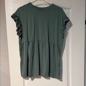SHEIN Dark Green Ruffle Sleeve Blouse
